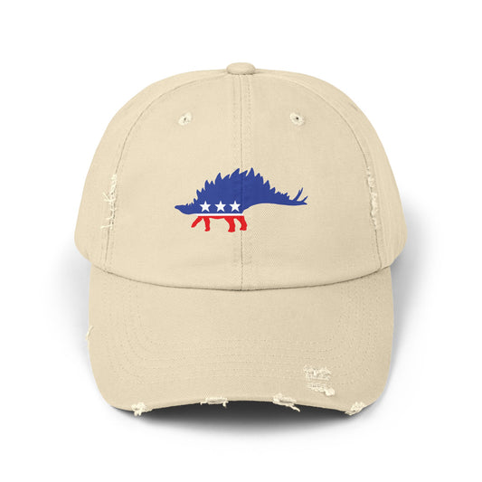 Stegosaurus Party Destressed cap for man or a woman one size