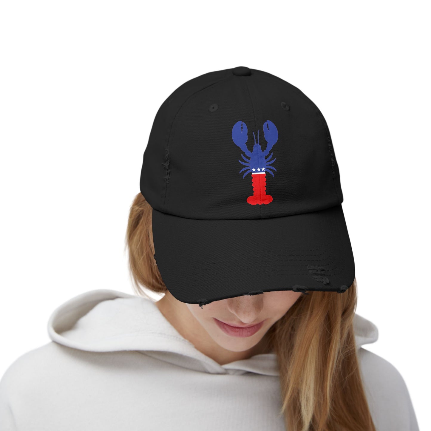 Lobster Party Destressed cap for man or a woman one size