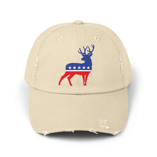 Deer Party Destressed cap for man or a woman one size