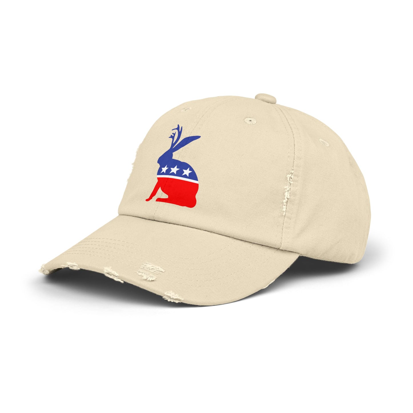 Jackalope Party Destressed cap for man or a woman one size