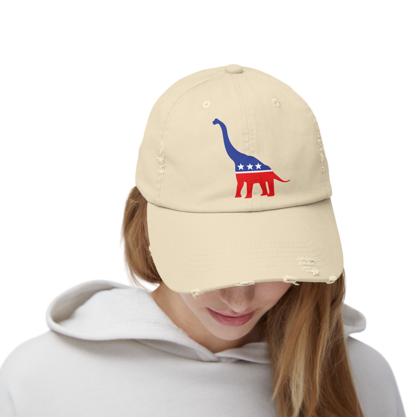 Brontosaurus Party Destressed cap for man or a woman one size