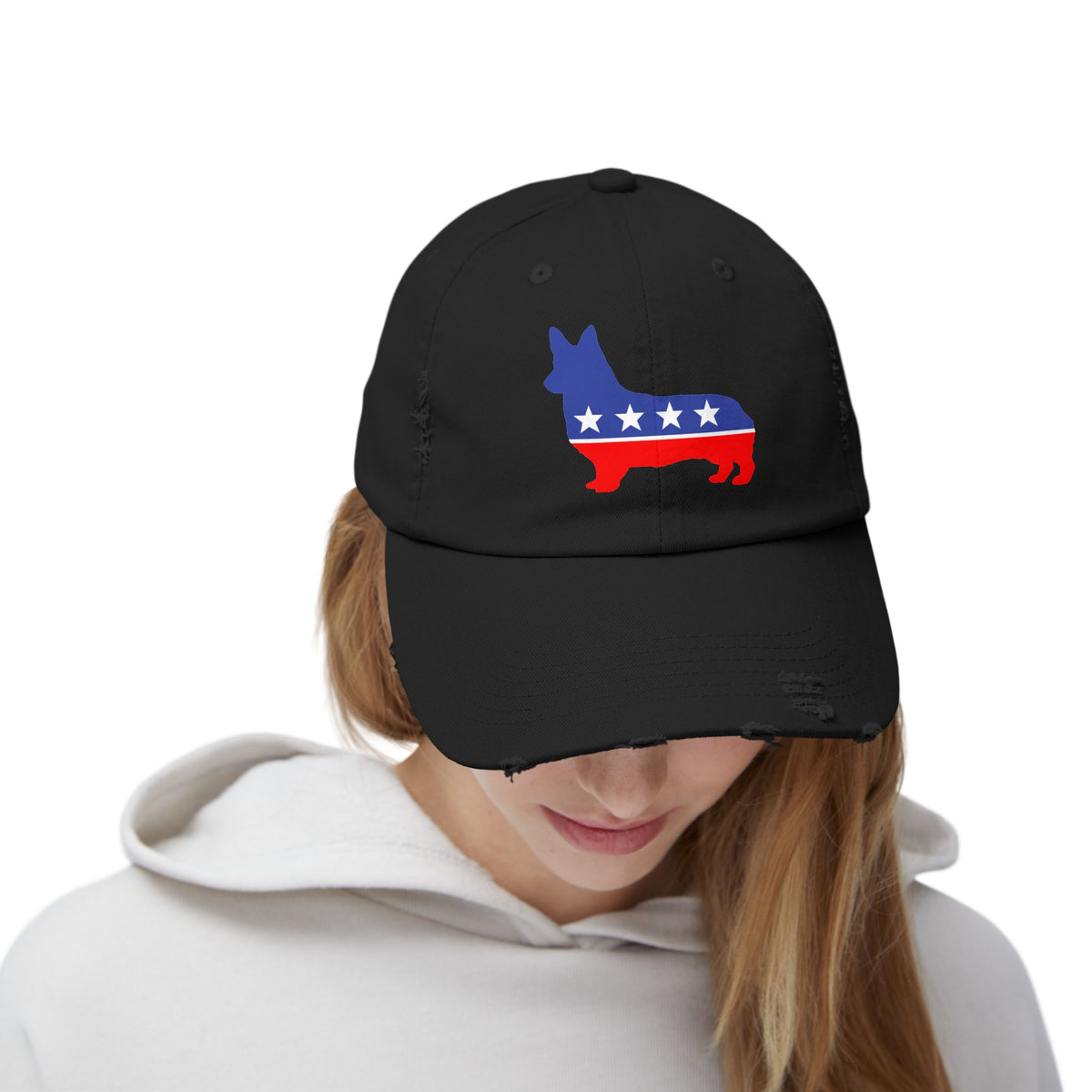 Corgi Dog Destressed cap for man or a woman one size