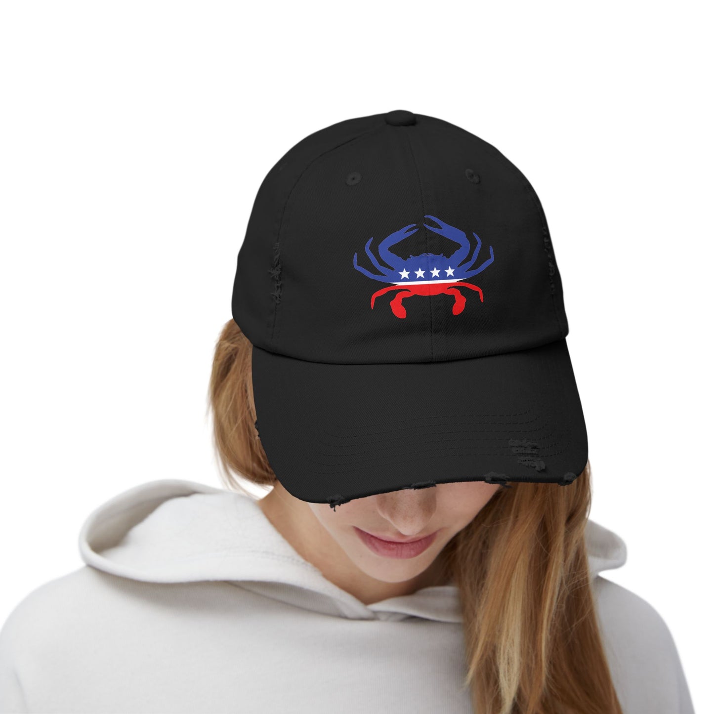 Crab Party Destressed cap for man or a woman one size