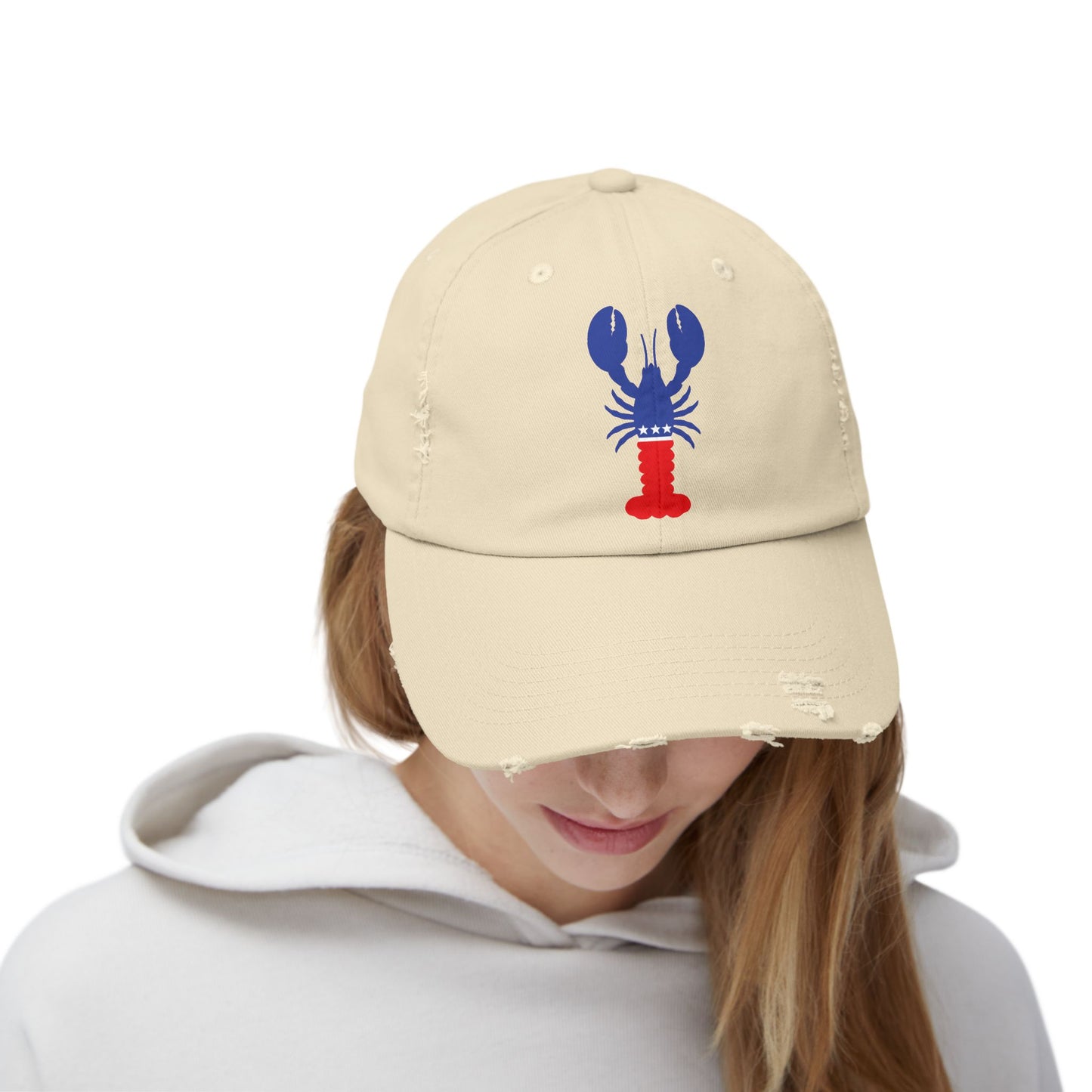 Lobster Party Destressed cap for man or a woman one size