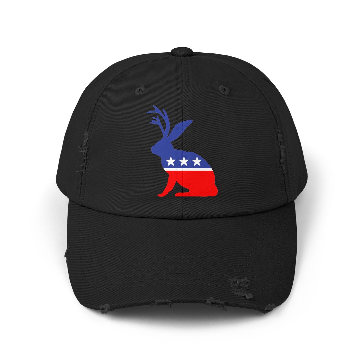 Jackalope Party Destressed cap for man or a woman one size