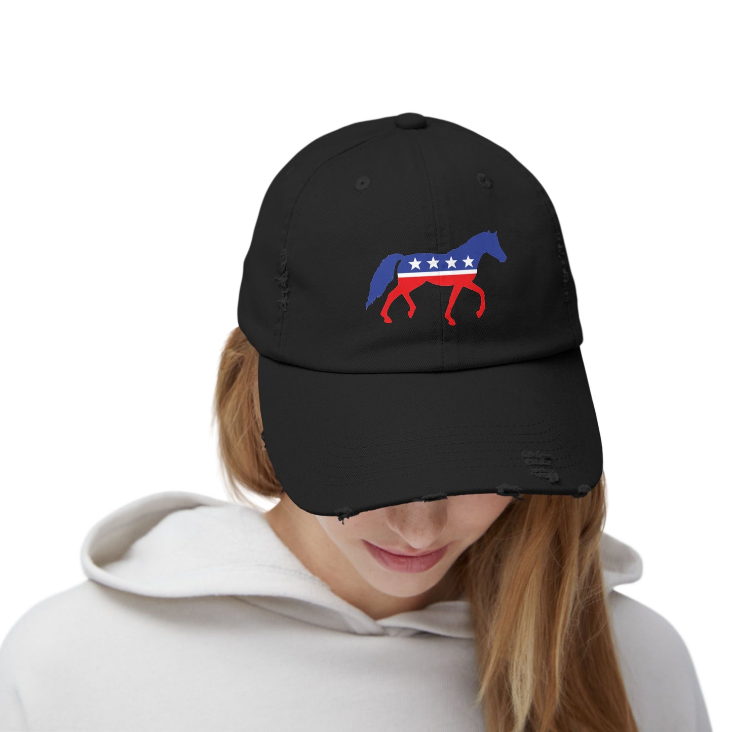 Horse Party Destressed cap for man or a woman one size