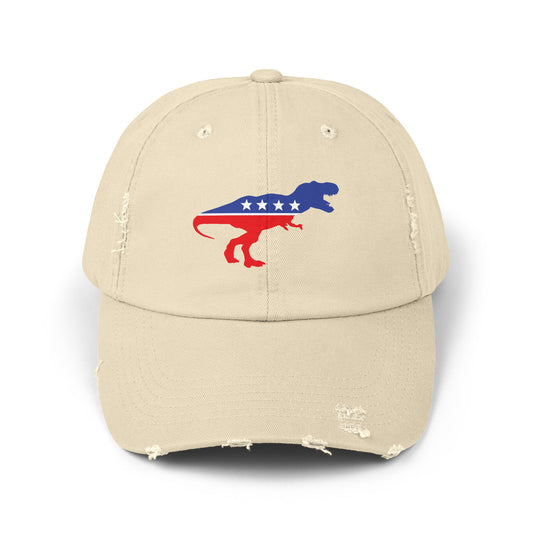 T-Rex Party Destressed cap for man or a woman one size