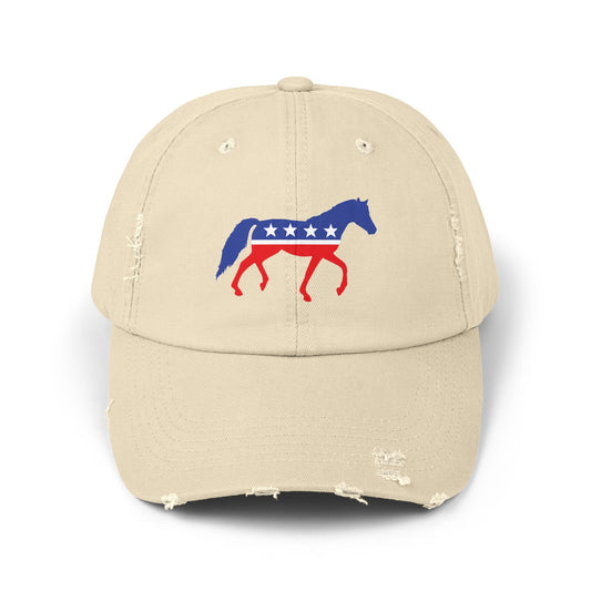 Horse Party Destressed cap for man or a woman one size