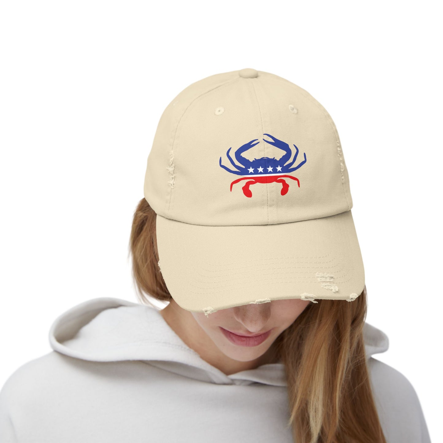 Crab Party Destressed cap for man or a woman one size