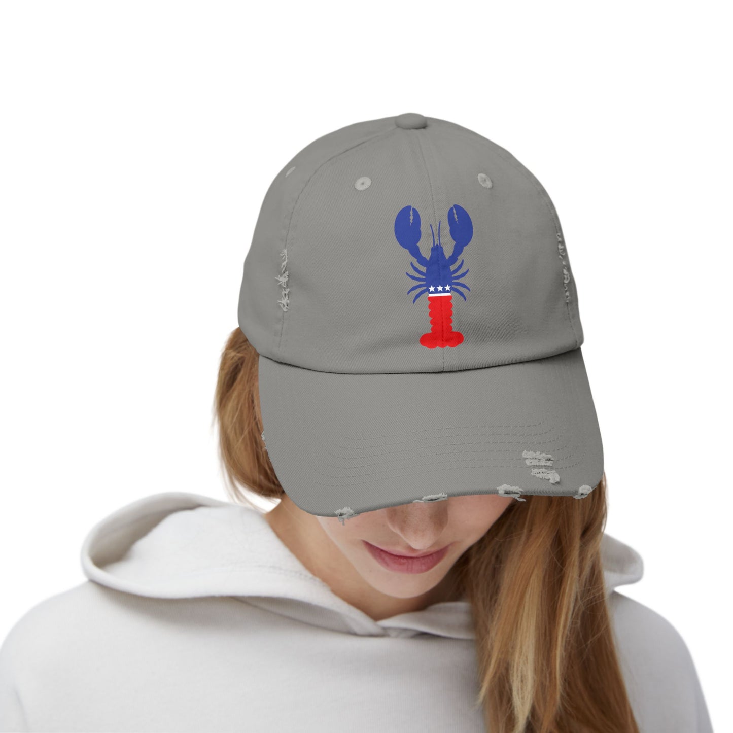 Lobster Party Destressed cap for man or a woman one size